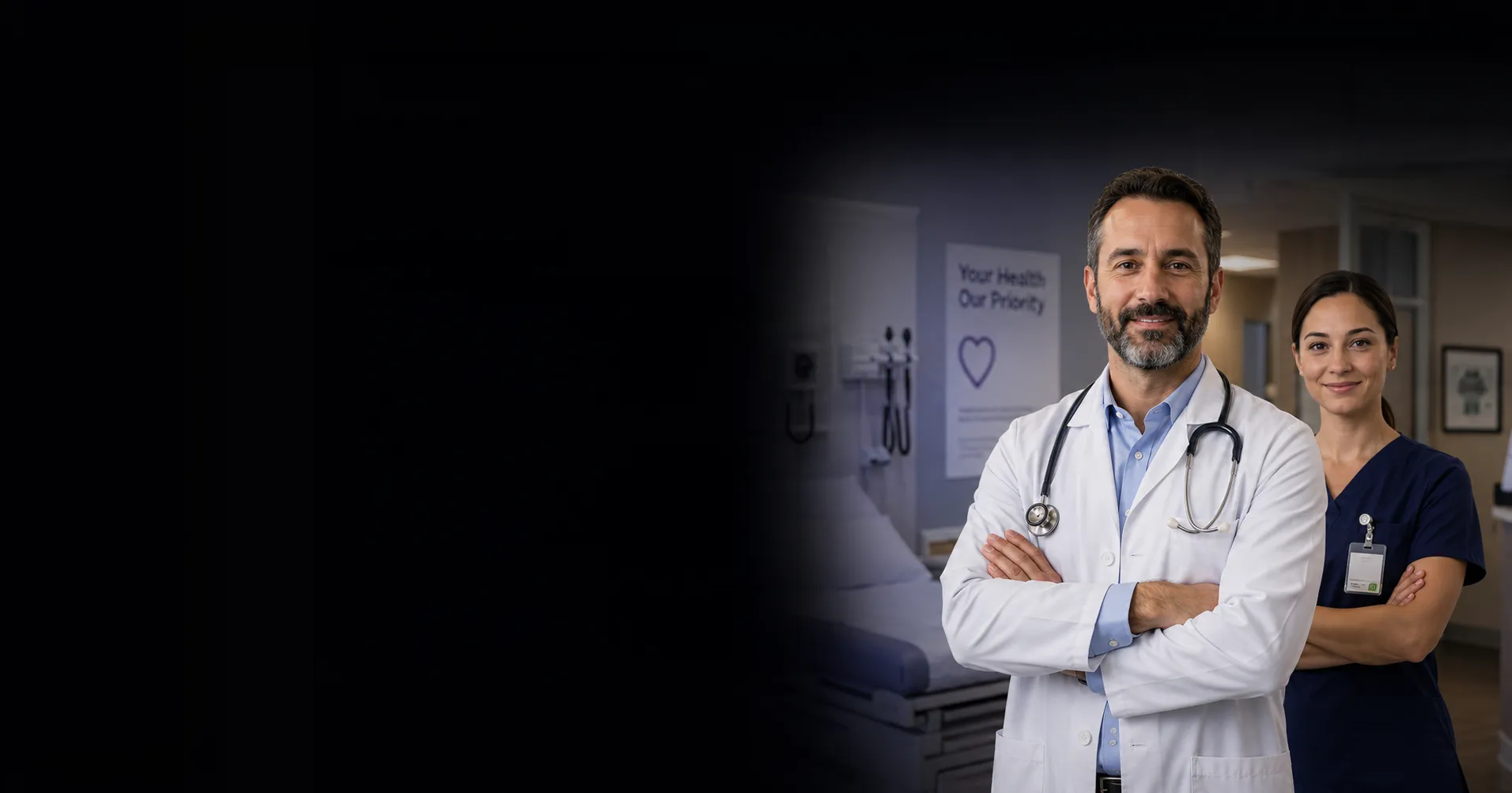 A primary care physician and a nurse in a family practice exam room
