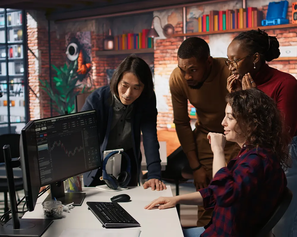 Team reviewing an animation storyboard together